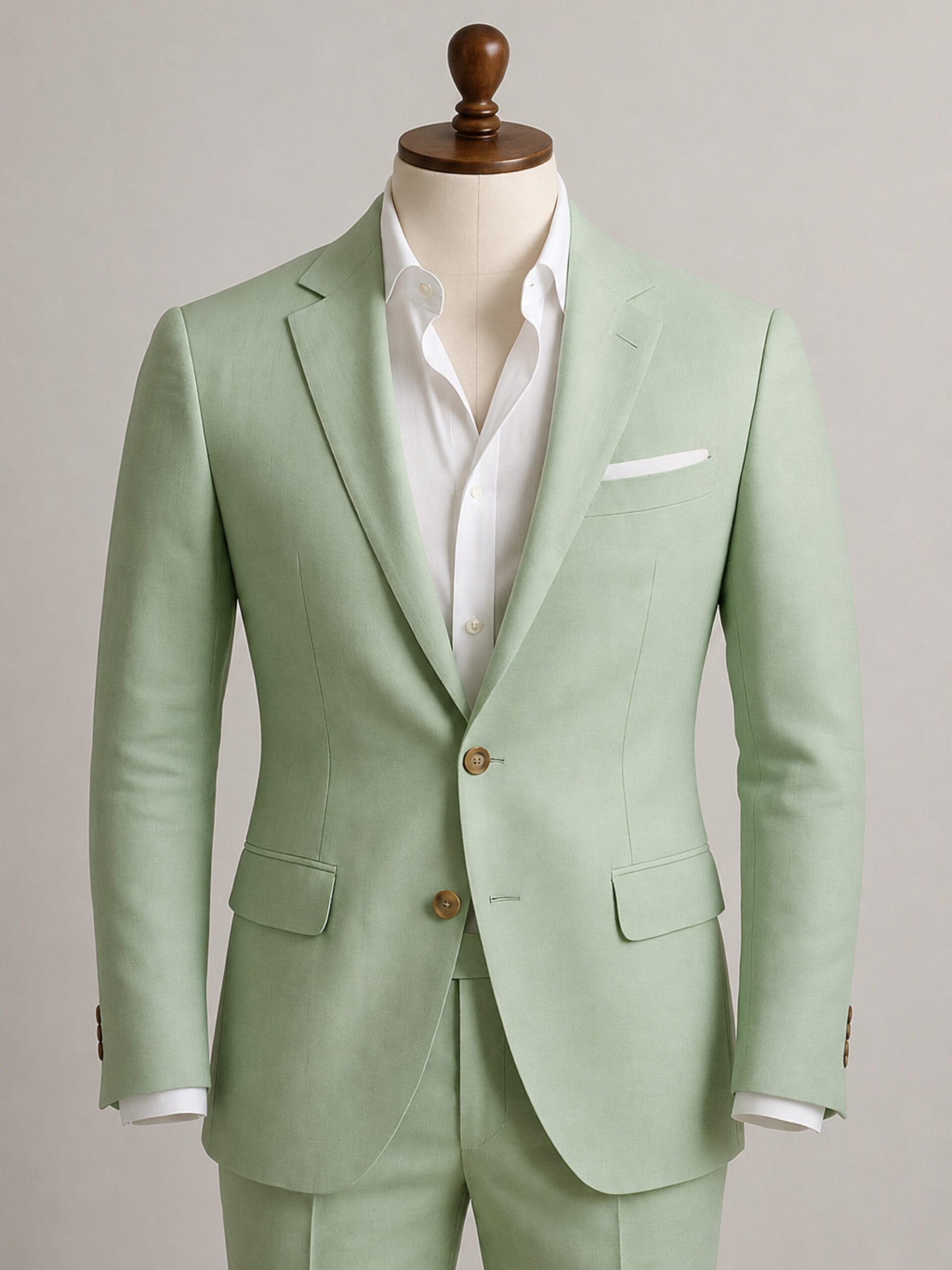Light Green Linen Blend Two-Piece Suit by Everton - Image 5