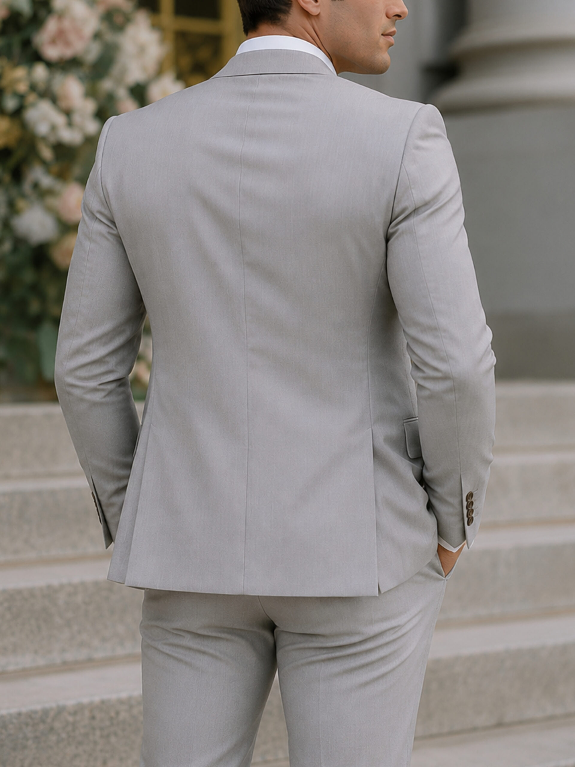 The Belmont Suit – Light Gray Wool Blend for Summer Weddings - Image 4