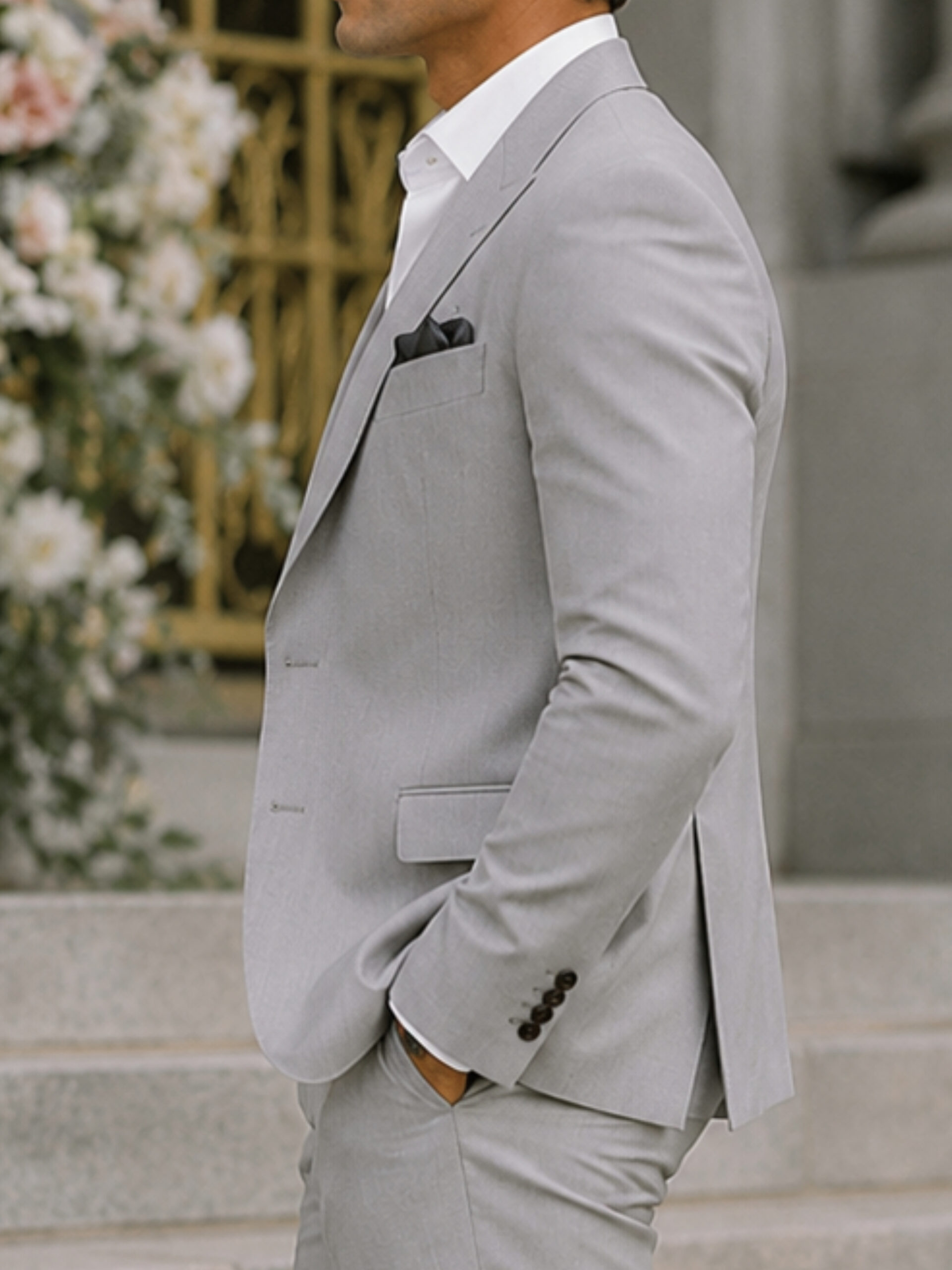 The Belmont Suit – Light Gray Wool Blend for Summer Weddings - Image 3