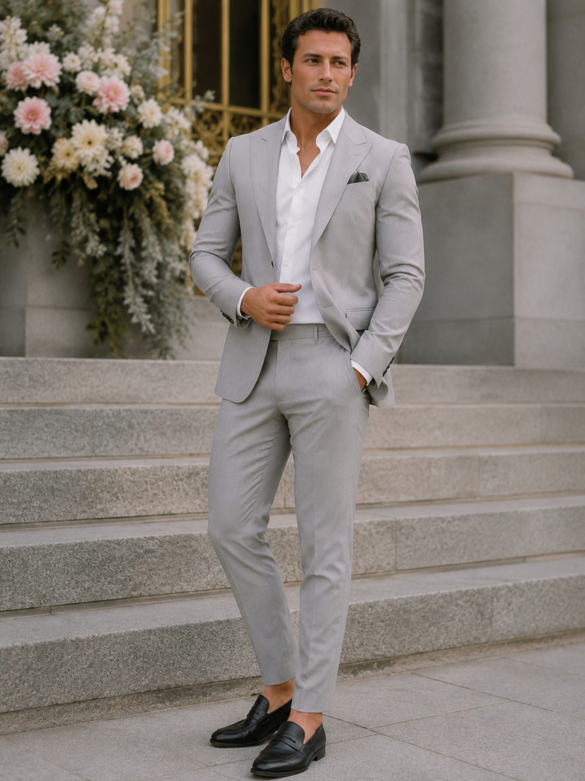 The Belmont Suit – Light Gray Wool Blend for Summer Weddings - Image 2