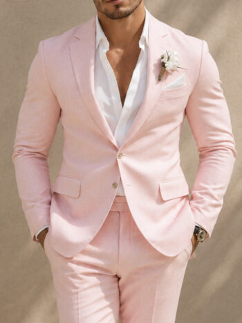 Pastel Pink Linen Two-Piece Suit by Beaumont