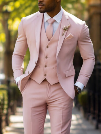 The Langston Suit – Light Pink Wool Blend in Three Pieces