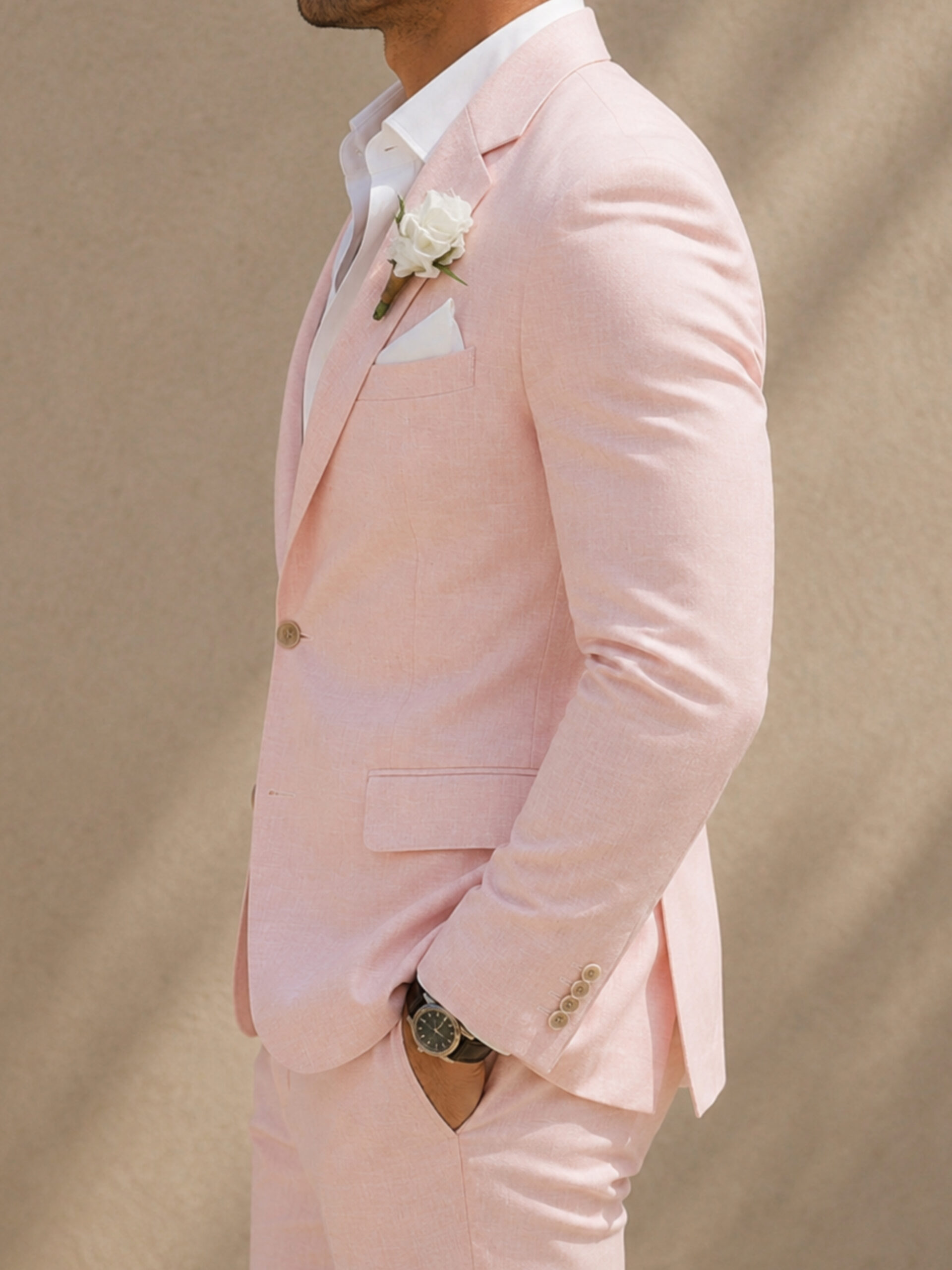 Pastel Pink Linen Two-Piece Suit by Beaumont - Image 4