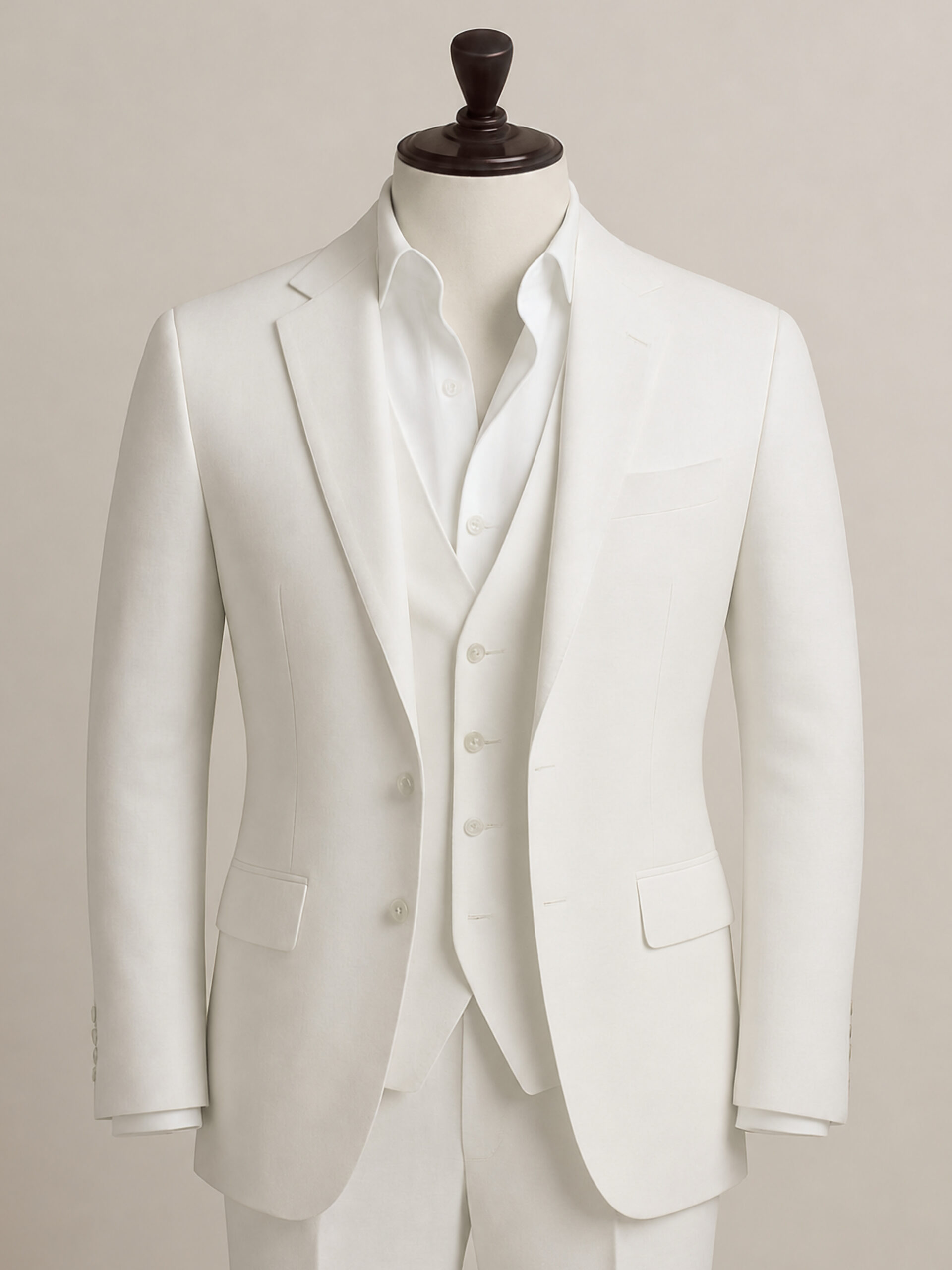 White Linen Three-Piece Suit by Monaco - Image 5