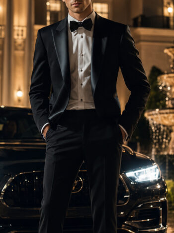 The Belvedere Tuxedo – Black Velvet with Peak Lapels