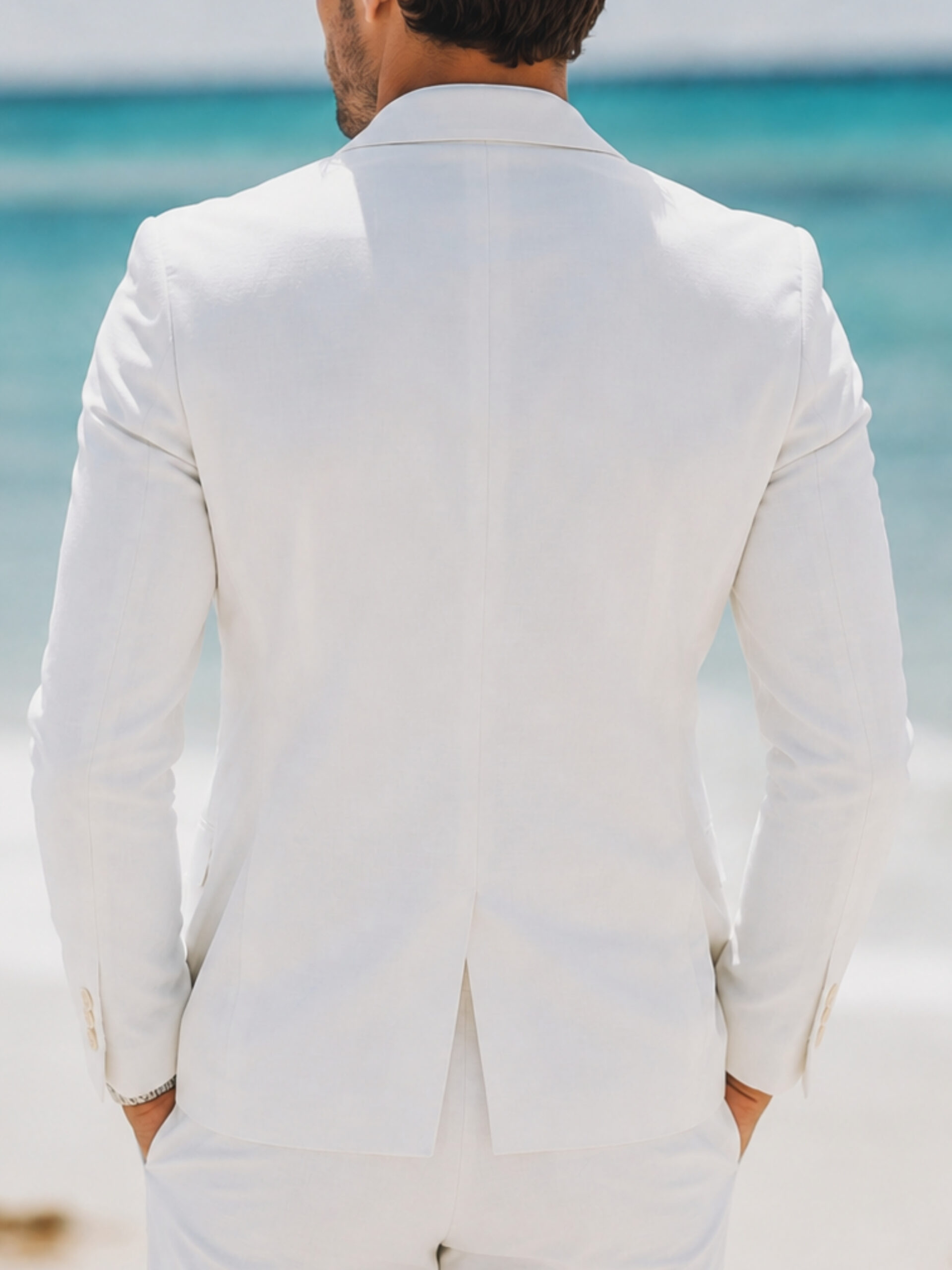 White Linen Three-Piece Suit by Monaco - Image 3