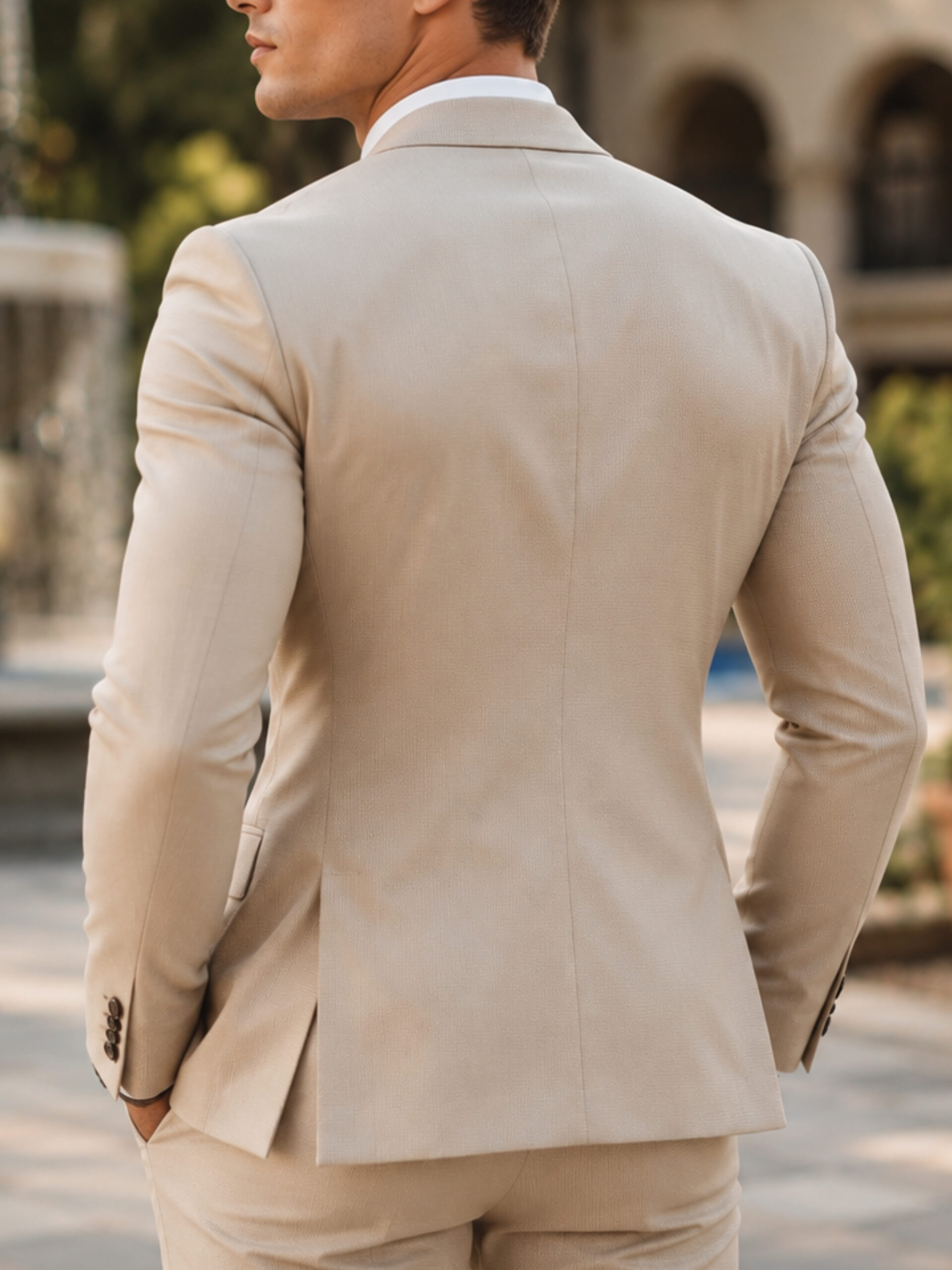 The Belgravia Suit – Classic Beige Wool Blend in Three Pieces - Image 3