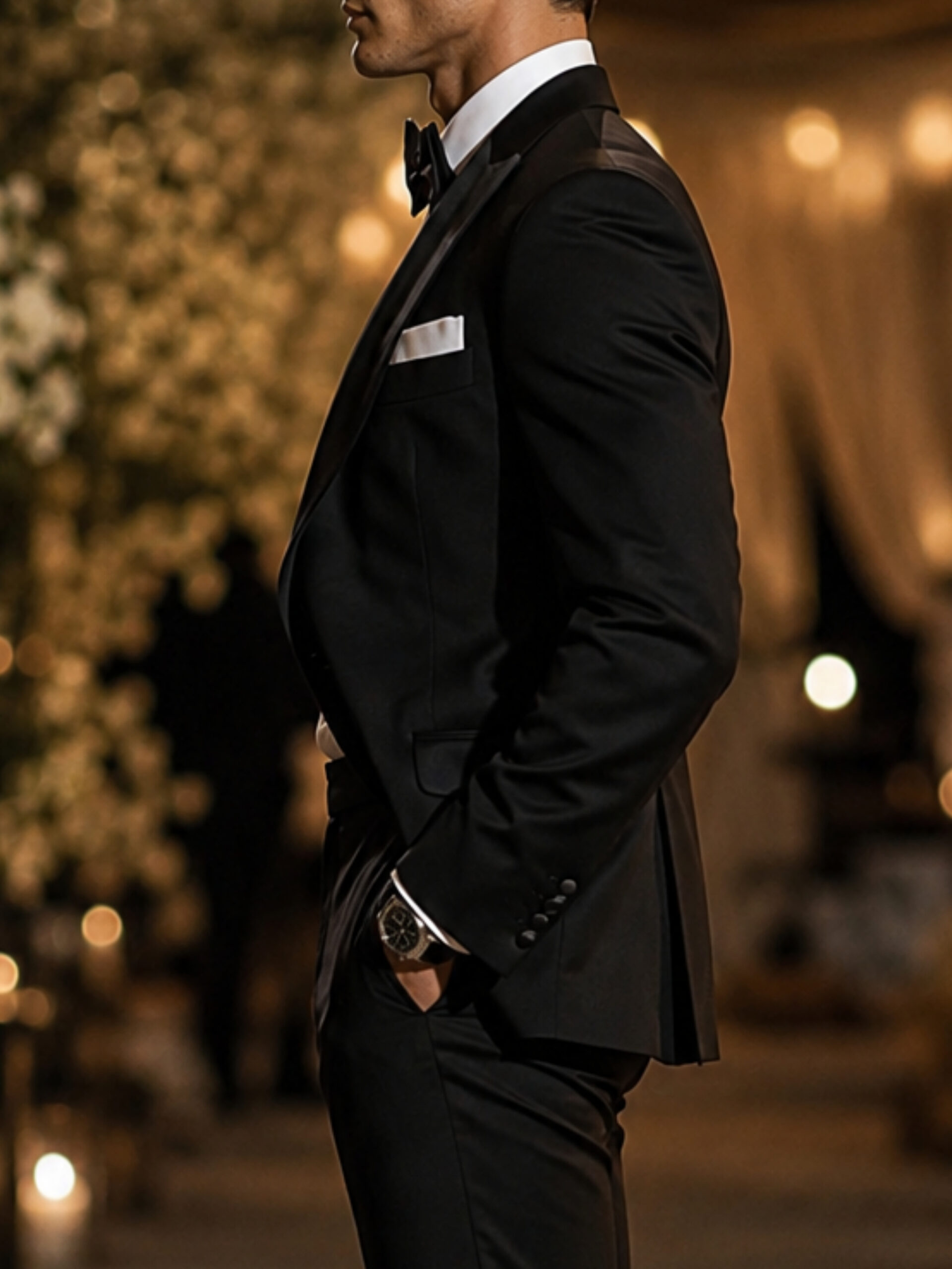 The Astoria Tuxedo – Black Wool Blend with Satin Shawl Lapel - Image 3