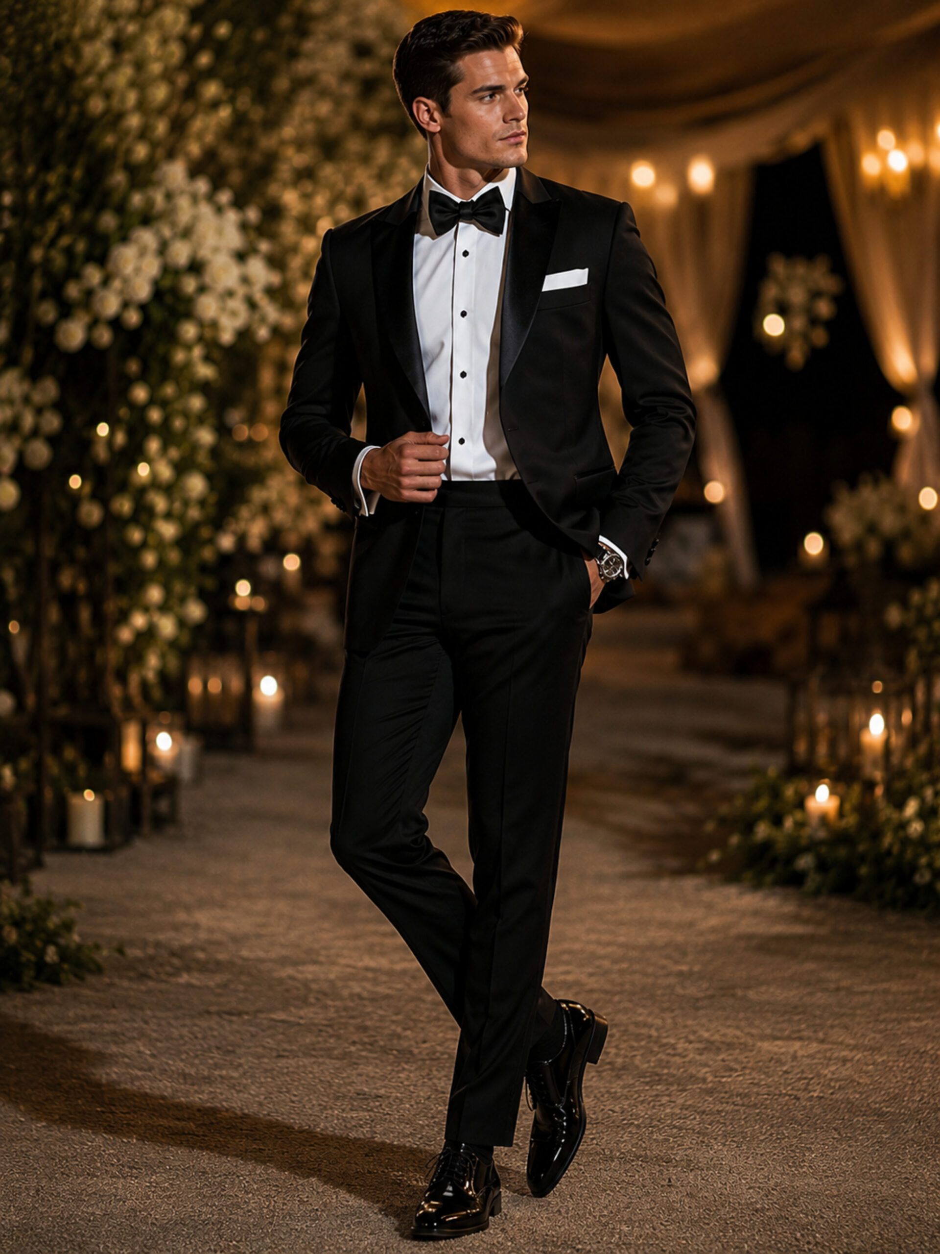 The Astoria Tuxedo – Black Wool Blend with Satin Shawl Lapel - Image 2