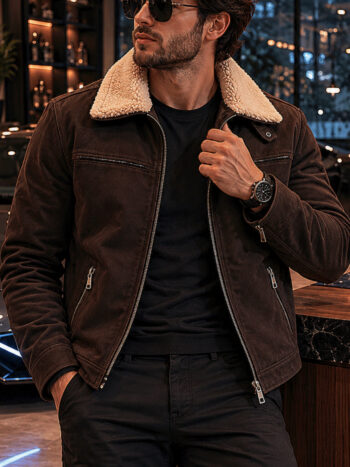 The Trucker Jacket – Men's Vintage Suede with Faux Shearling Collar