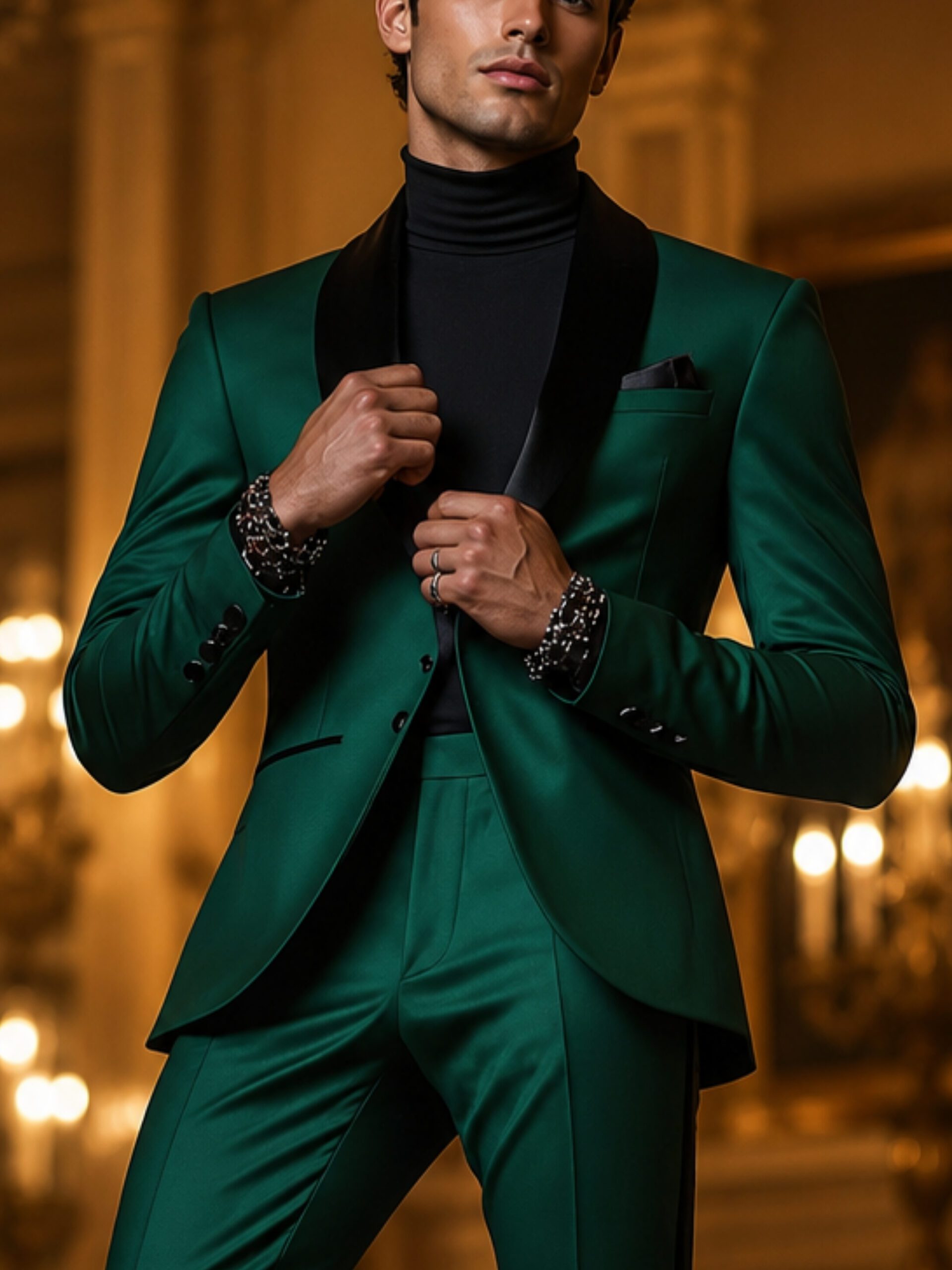 The Hamilton Tuxedo – Emerald Green with Black Shawl Lapel