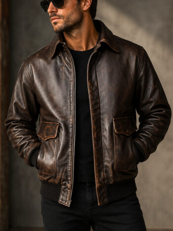 The Aviator Jacket – Vintage Distressed Brown Sheepskin Leather