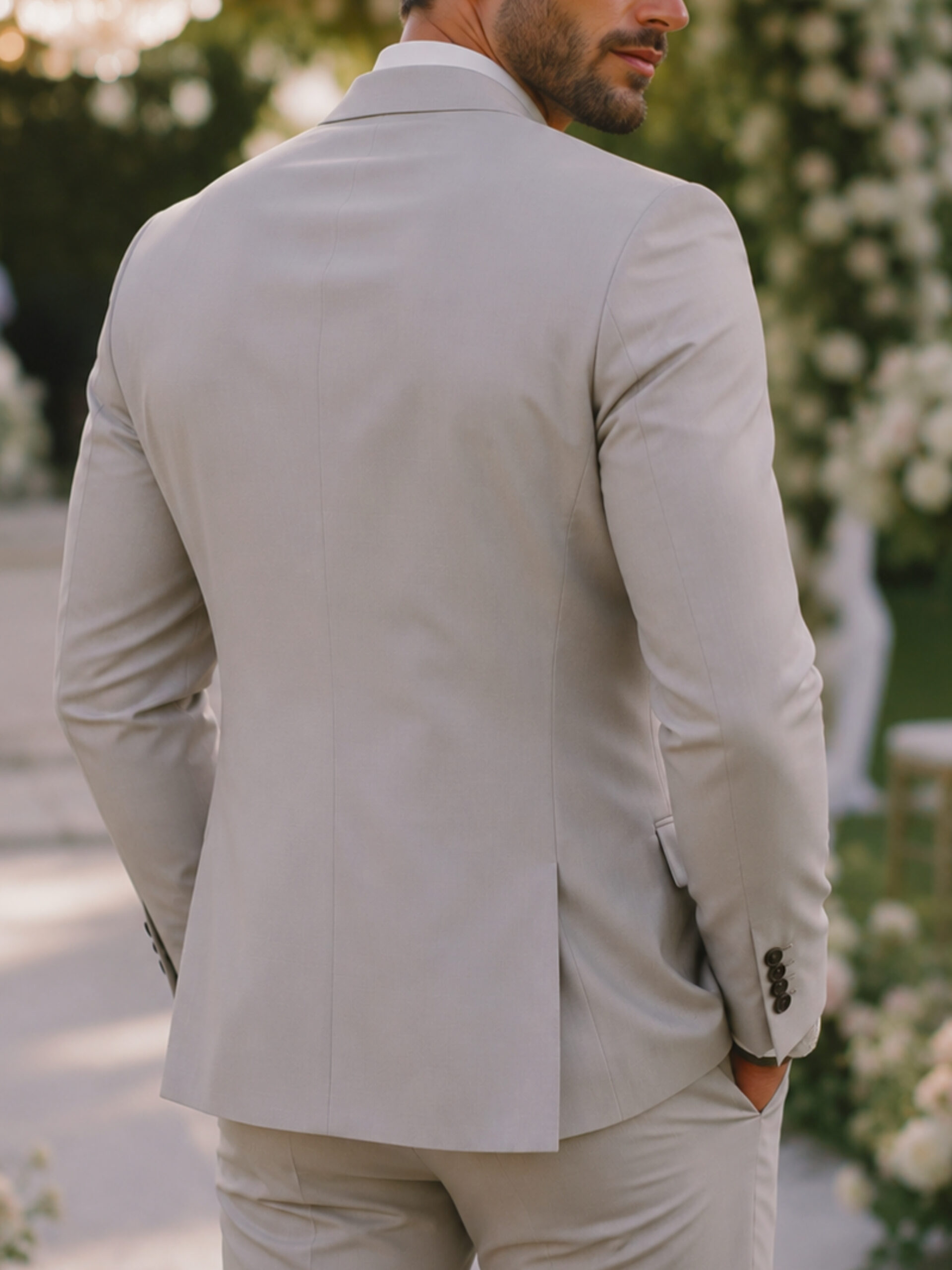 The Astoria Suit – Light Grey Wool Blend for Summer Weddings - Image 4
