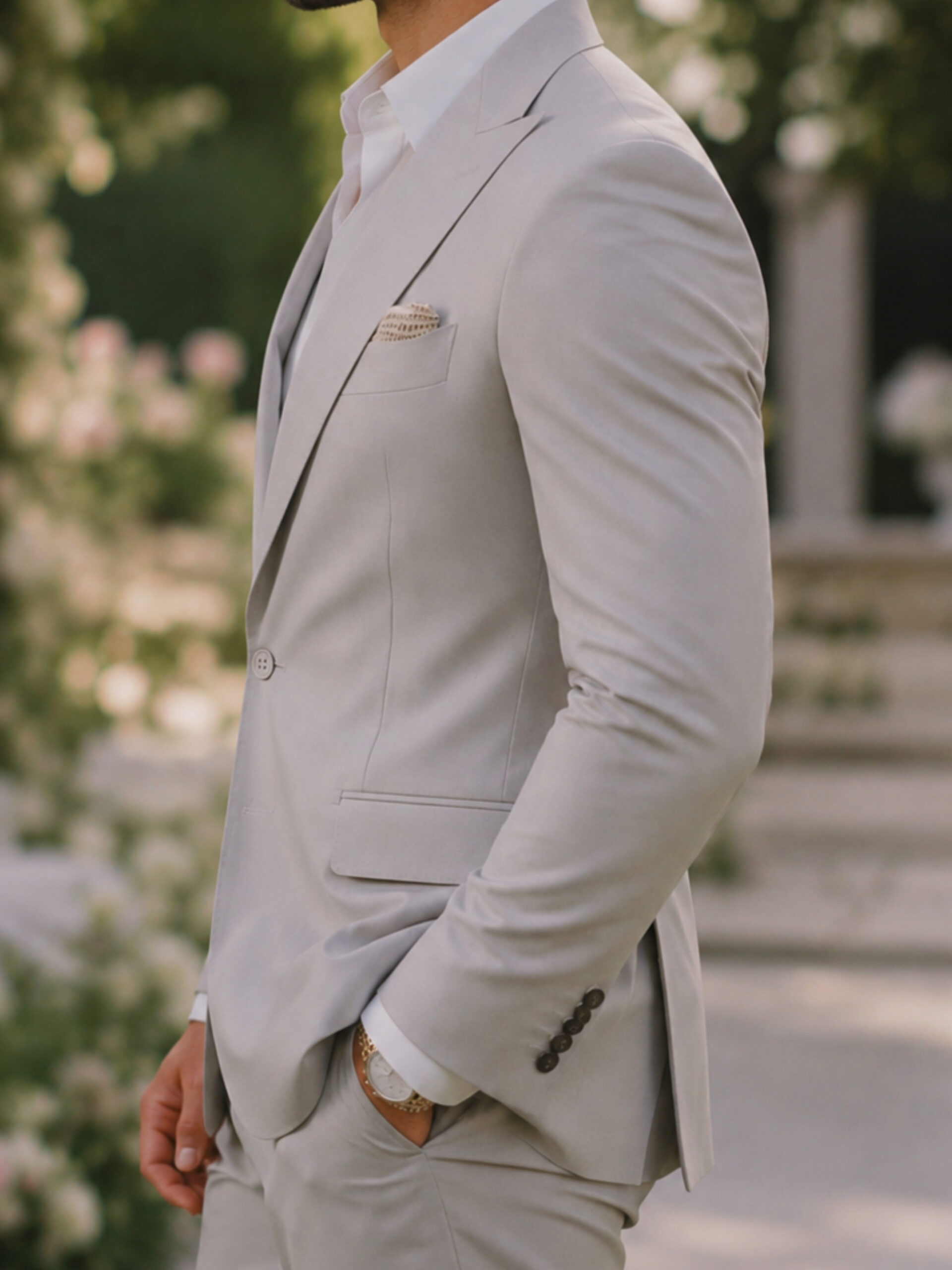 The Astoria Suit – Light Grey Wool Blend for Summer Weddings - Image 3