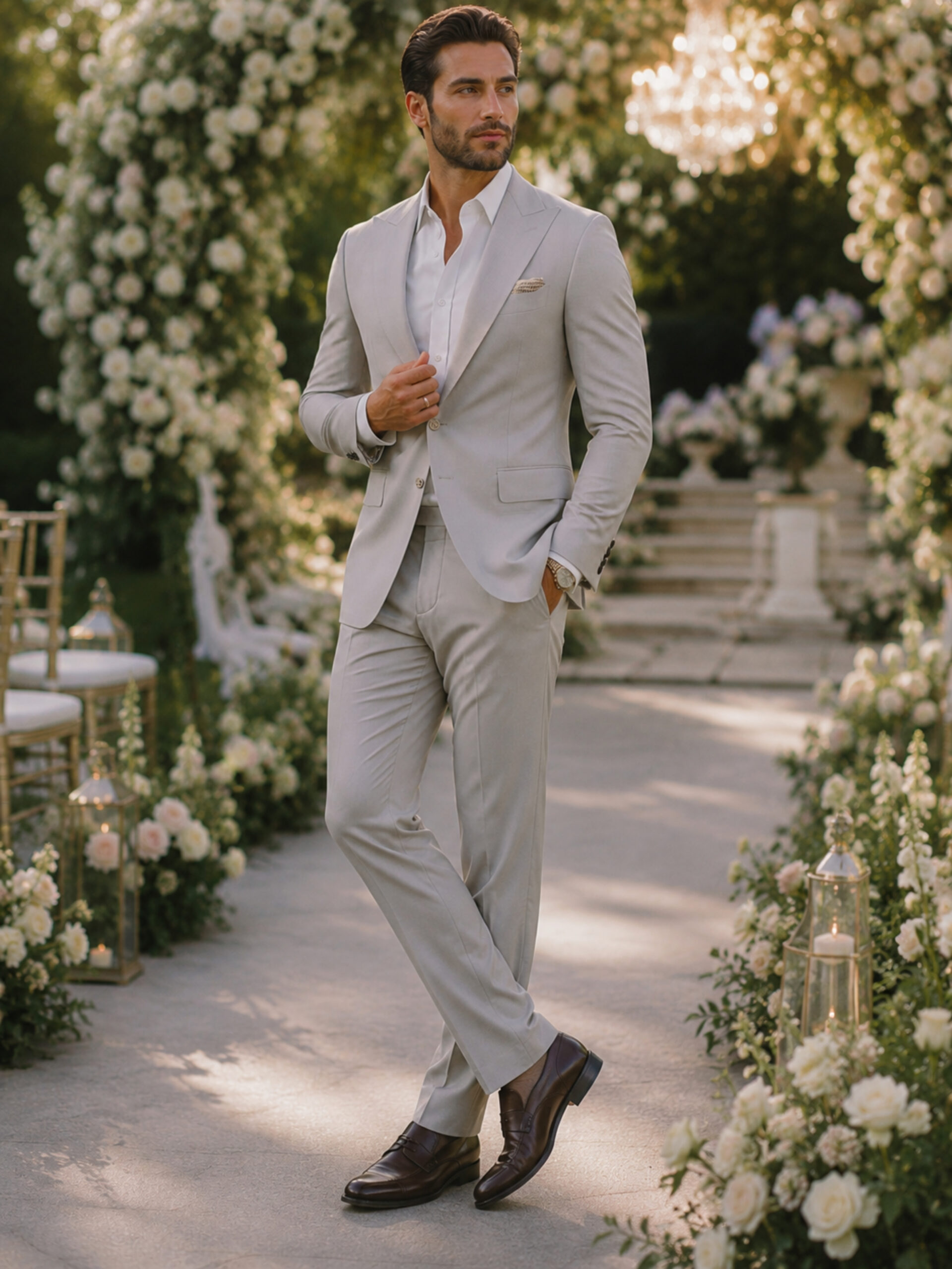 The Astoria Suit – Light Grey Wool Blend for Summer Weddings - Image 2