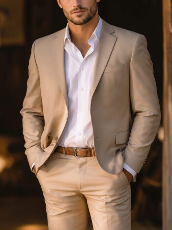 The Clayton Suit – Beige Wool Blend for Summer Weddings