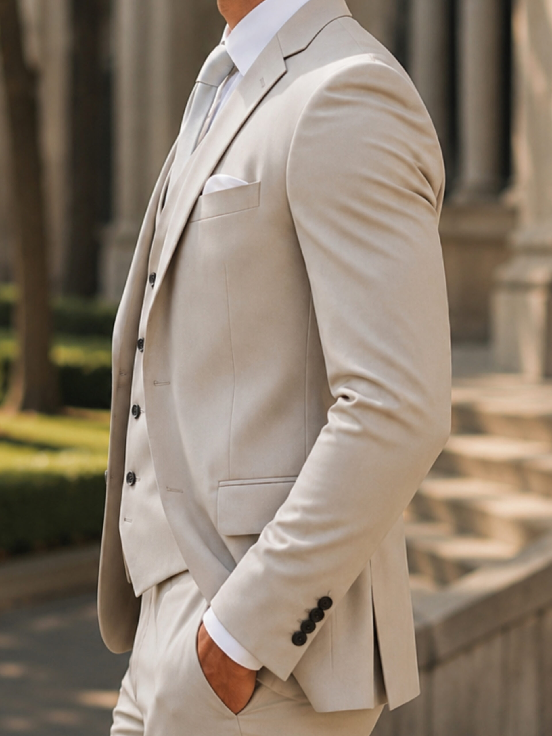 The Cavendish Suit – Light Grey Wool Blend in Three Pieces - Image 4