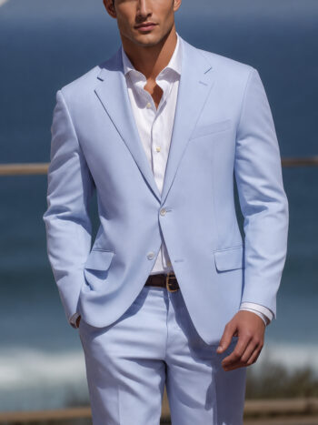The Seabrook Suit – Light Blue Wool Blend for Summer Weddings
