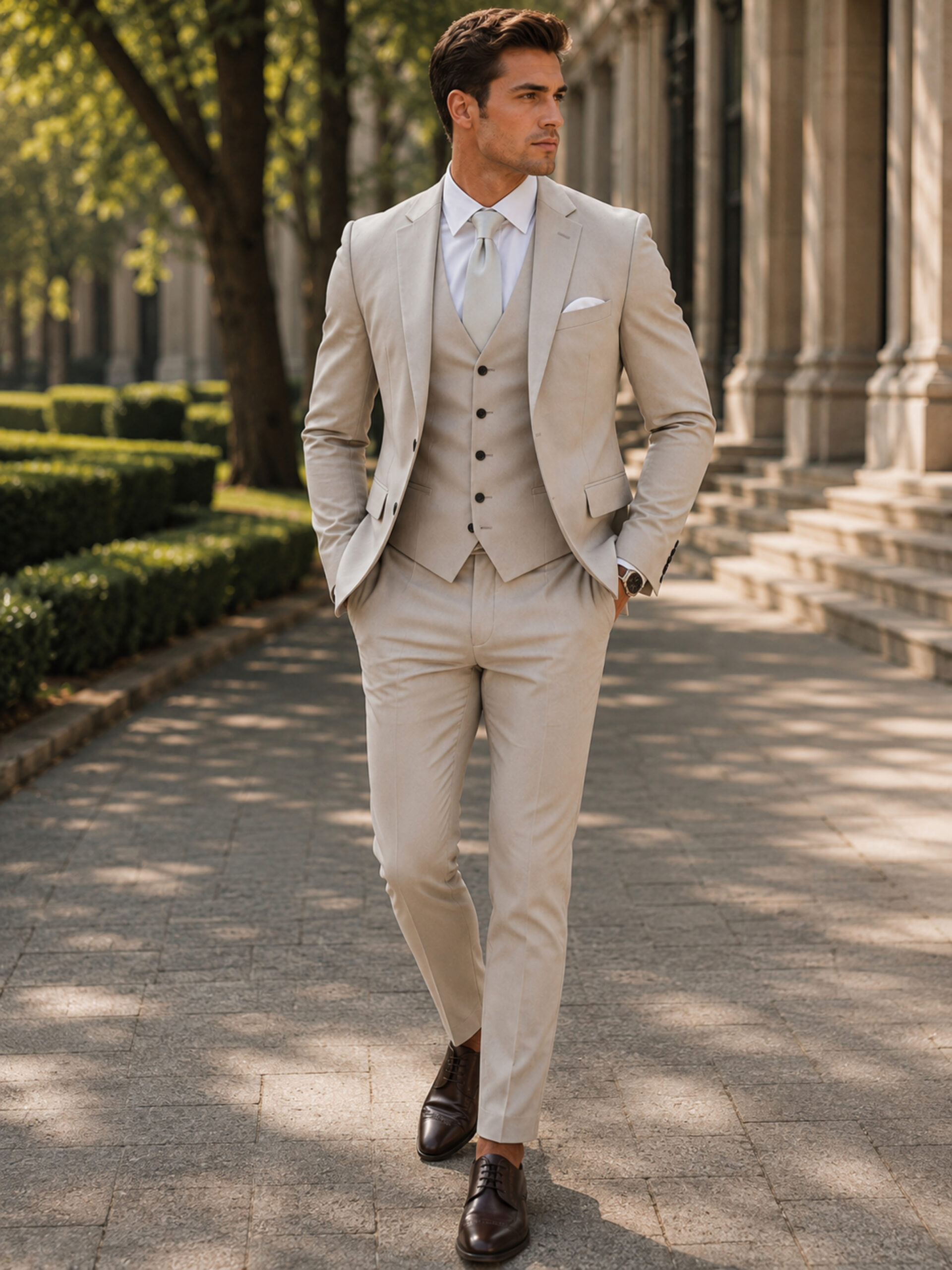 The Cavendish Suit – Light Grey Wool Blend in Three Pieces - Image 2