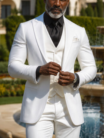 The Windsor Suit – Crisp White Wool Blend in Three Pieces