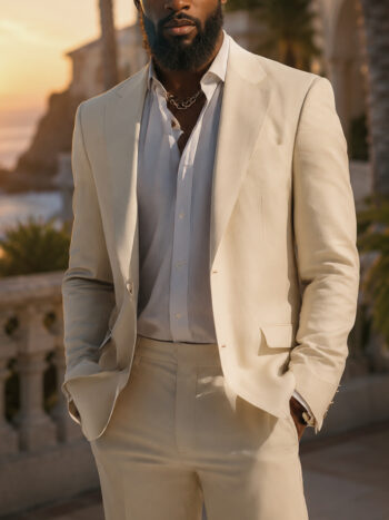 The Malibu Suit – Ivory Wool Blend for Summer Weddings