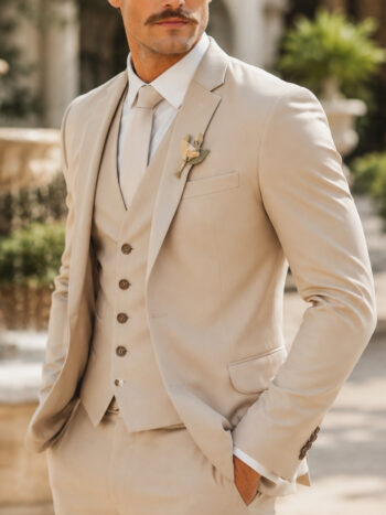 The Wexford Suit – Light Beige Wool in Three Pieces