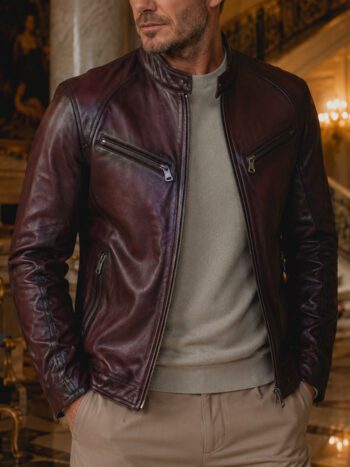 The Kensington Jacket – Oxblood Burgundy Leather for Men