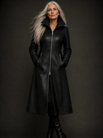 The Sovereign Coat – Midnight Black Wool for Women