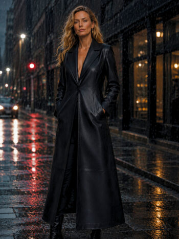 The Sovereign Trench – Midnight Black Leather for Women