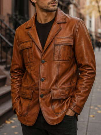The Heritage Coat – Vintage Chestnut Leather for Men