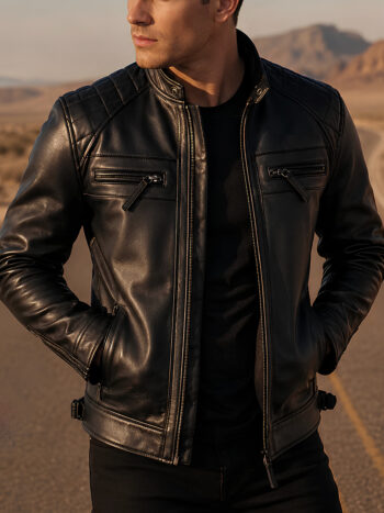 The Maverick Jacket – Noir Black Leather Biker for Men